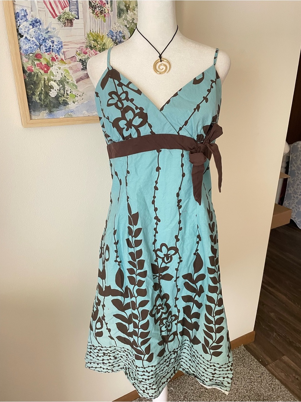 Maurices Y2K Vintage Babydoll Bow Knee Length Floral Dress Size 11